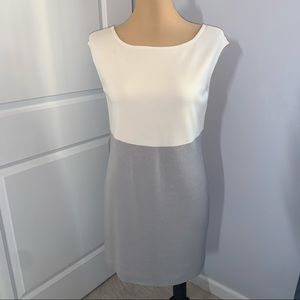 St. John White and Gray Sleeveless Dress